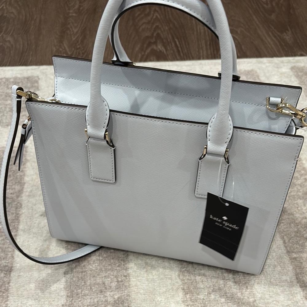 Kate Spade Blue Saffiano Leather Satchel with Silver Hardware - Picture 8 of 9